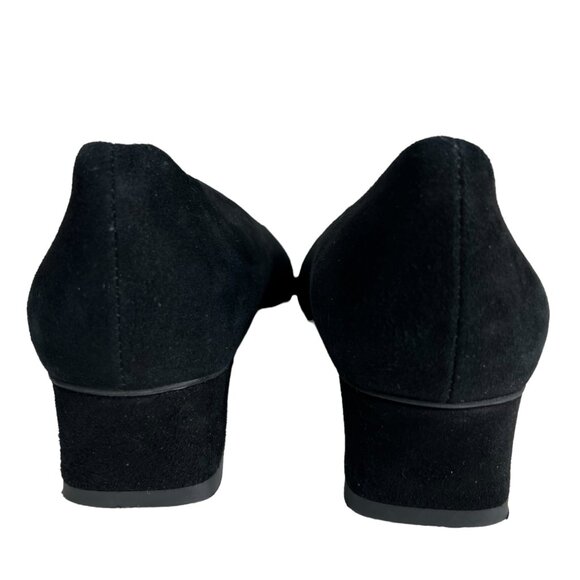 Everlane The V Heel in Black Suede Leather Square Heel Italian Pumps Size 5 ½ - Picture 3 of 12